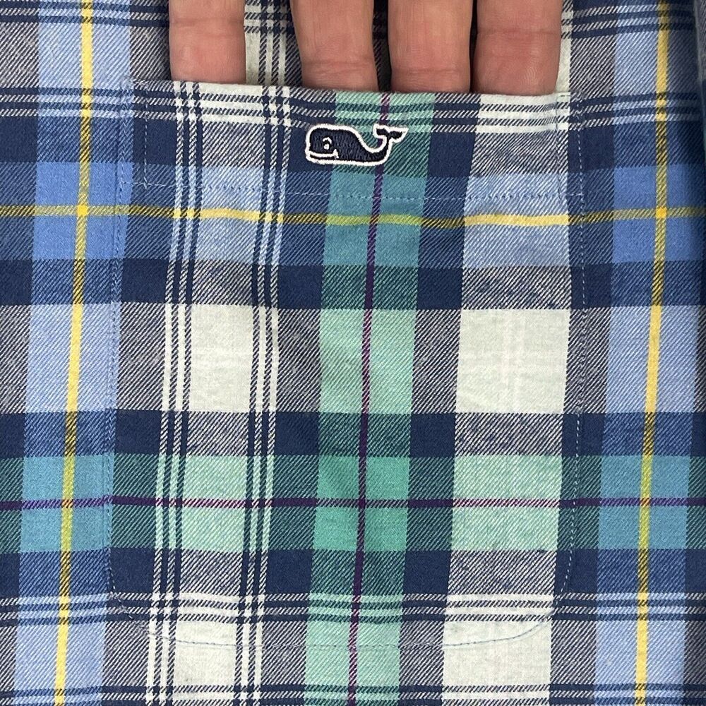 Vineyard Vines Shirt Mens XXL Blue Green White Plaid Classic Fit Tucker Adult - Picture 4 of 13